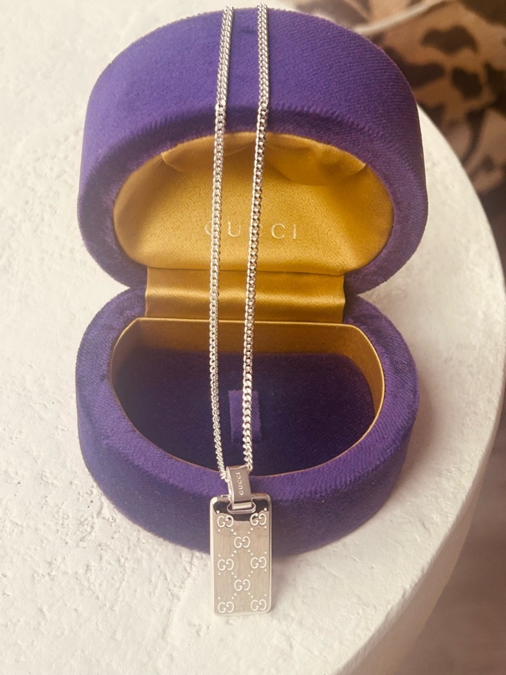 Gucci sterling silver dog tag NWT Unisex